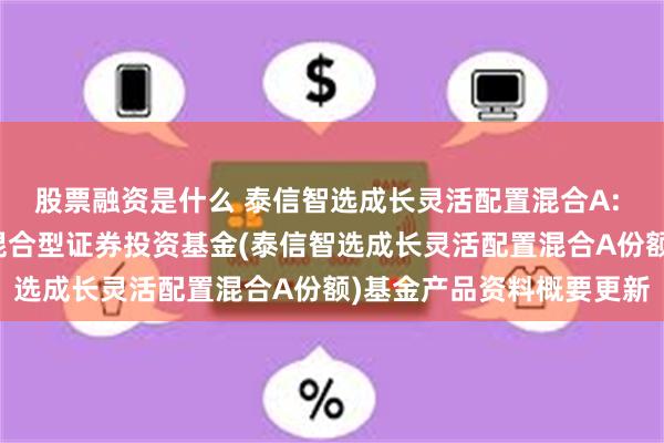 股票融资是什么 泰信智选成长灵活配置混合A: 泰信智选成长灵活配置混合型证券投资基金(泰信智选成长灵活配置混合A份额)基金产品资料概要更新