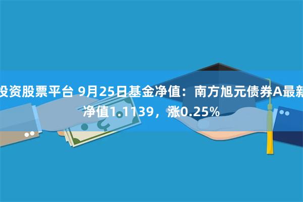 投资股票平台 9月25日基金净值：南方旭元债券A最新净值1.1139，涨0.25%